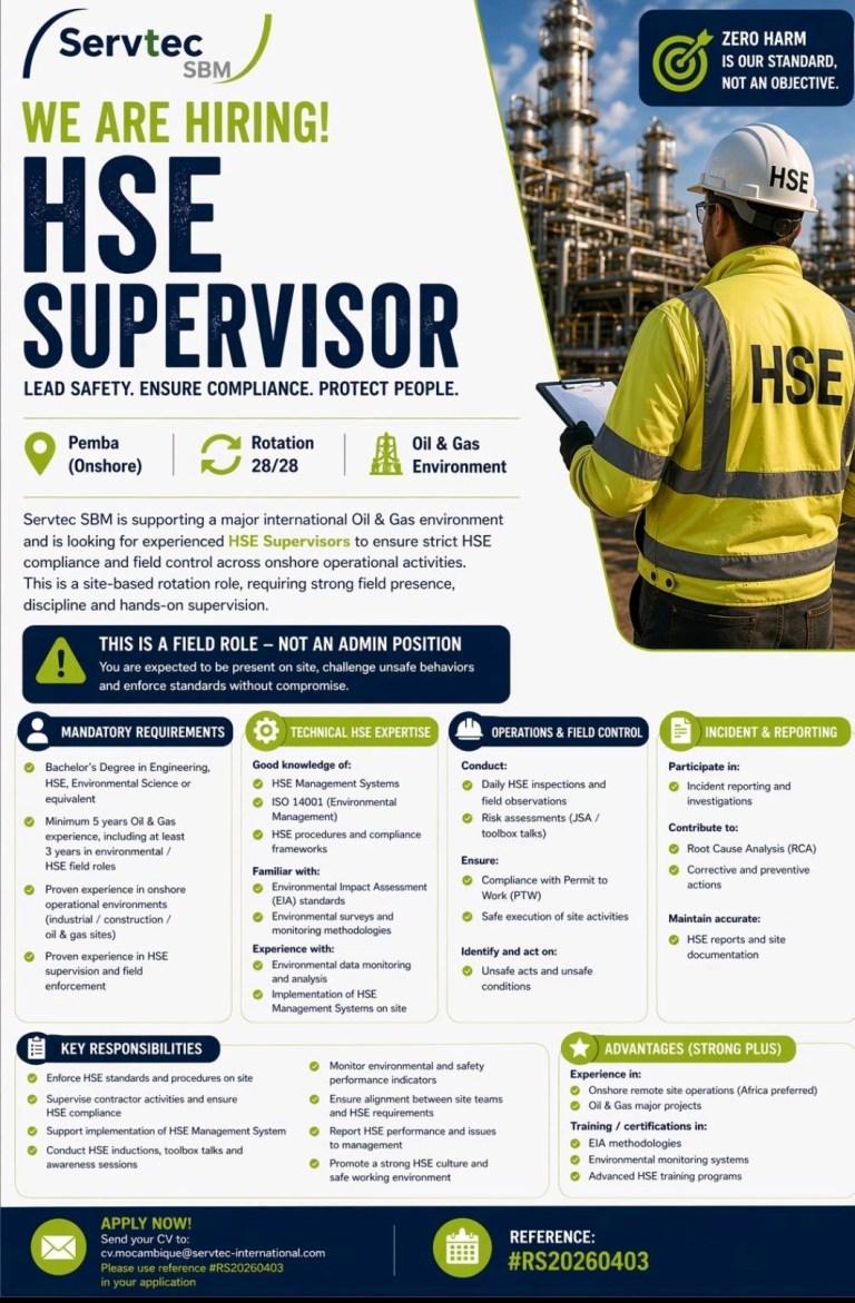 Vaga – HSE Supervisor – Pemba