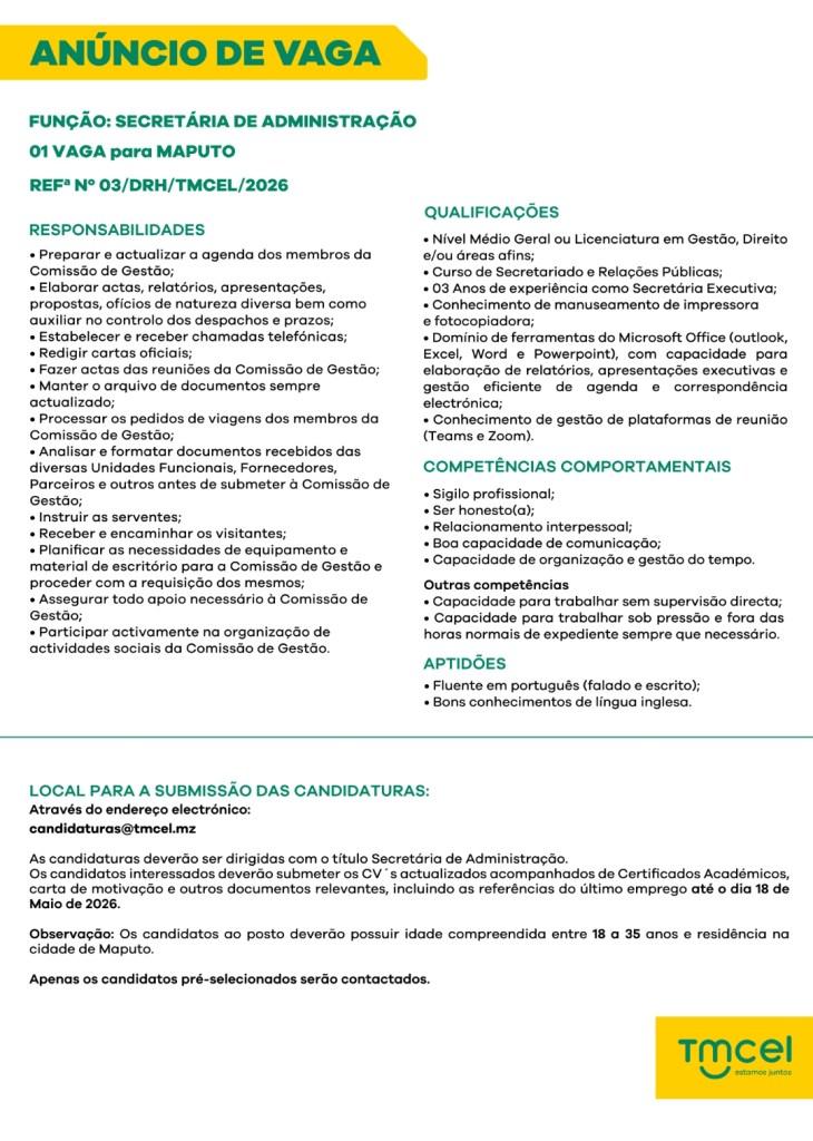 Job – Administration Secretary
