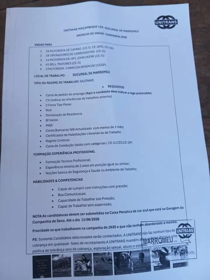 Unitrans opens (84) vacancies in various areas
