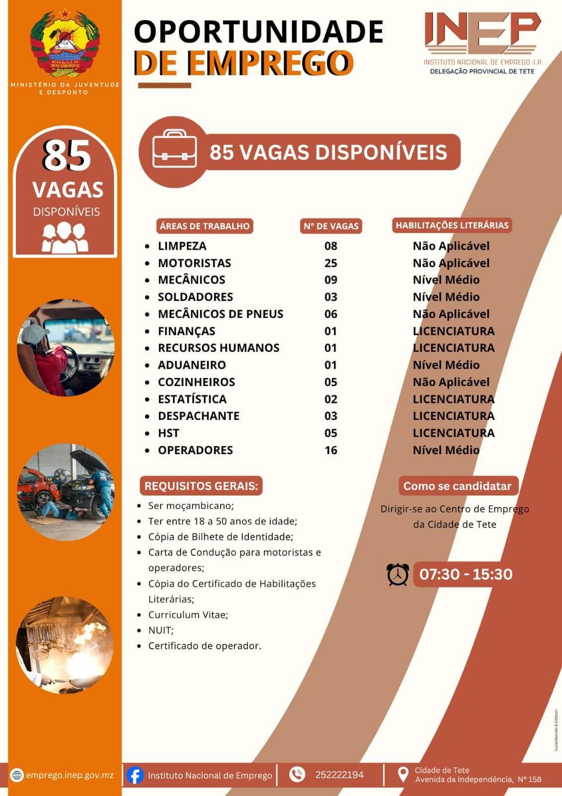 A INEP ABRE (85) VAGAS DE EMPREGO EM DIVERSAS ÁREAS