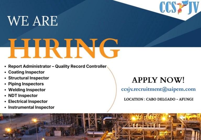 Job Opportunities in Afungi, Cabo Delgado – Quality Inspectors and Controllers - CCS JV