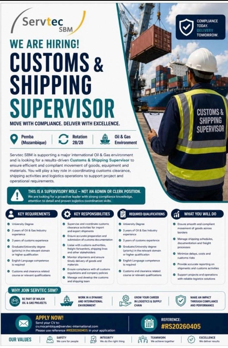 VAGA – SUPERVISOR DE ALFÂNDEGA E ENVIO