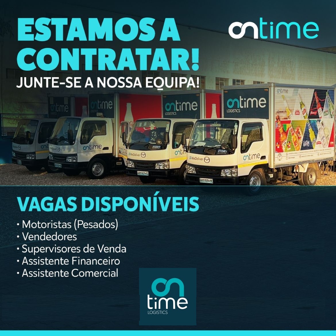 A Ontime Logistics está a recrutar para diversas areas de emprego hoje